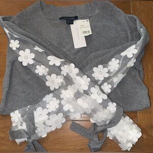 NWT French Connection Sweater with Lace Floral Sleeves